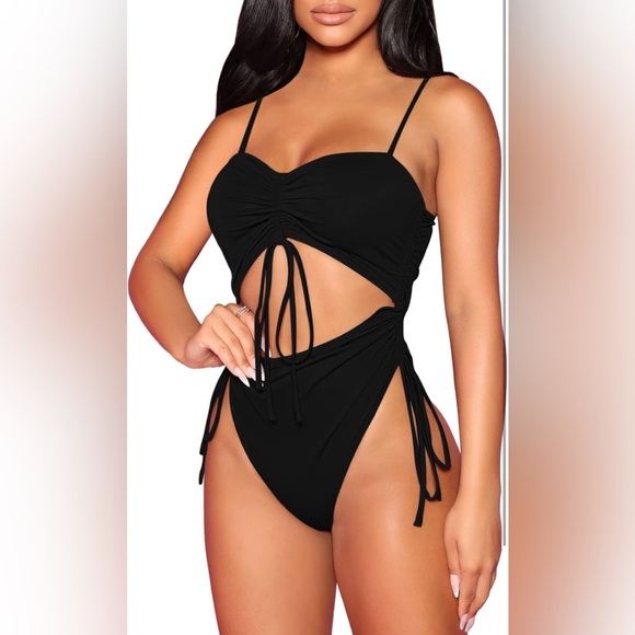 Women’s Cut Out Drawstring One Piece Swimsuit - Picture 5 of 5